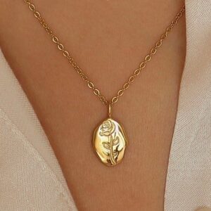 Dainty Gold Rose Pendant Necklace